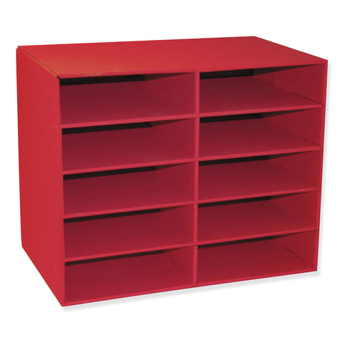 Classroom Keepers 10-Shelf Organizer, Red, 17H X 21W X 12-7/8D