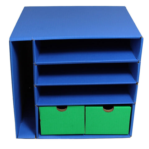 Classroom Keepers Management Center, 4 Slots And 2 Drawers, Blue, 12-3/8H X 13-1/2W X 12-3/8D