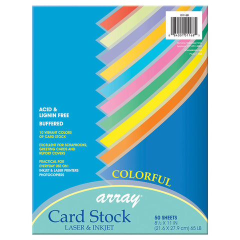 Colorful Card Stock, 10 Assorted Colors, 8-1/2 X 11, 50 Sheets