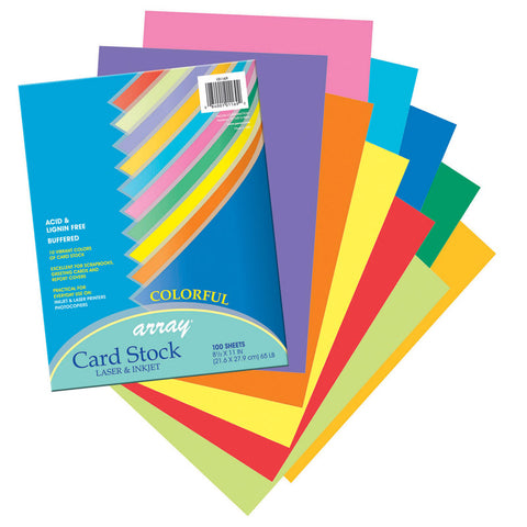 Colorful Card Stock, 10 Assorted Colors, 8-1/2 X 11, 100 Sheets