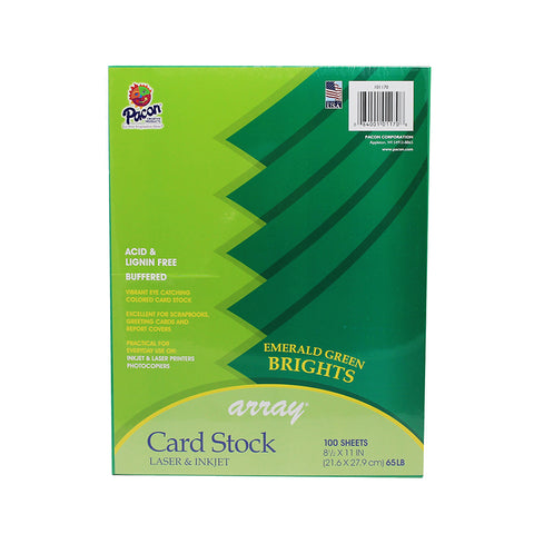 Card Stock, Emerald Green, 8-1/2 X 11, 100 Sheets