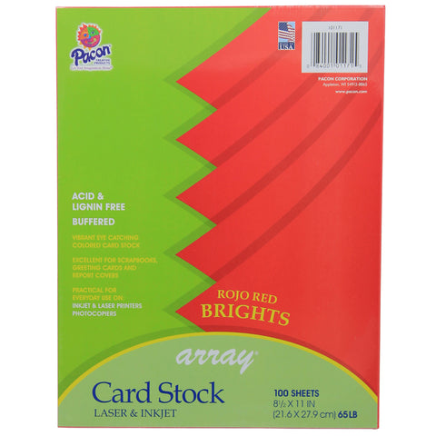 Card Stock, Rojo Red, 8-1/2 X 11, 100 Sheets