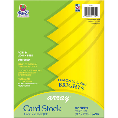 Card Stock, Lemon Yellow, 8-1/2 X 11, 100 Sheets