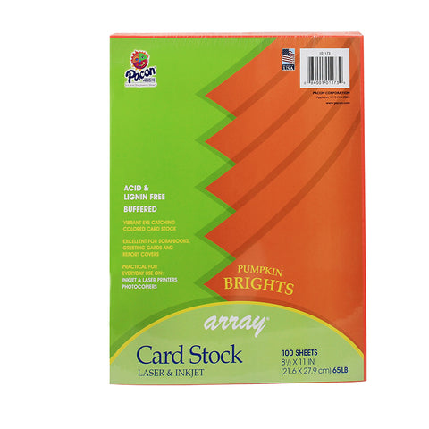 Card Stock, Pumpkin, 8-1/2 X 11, 100 Sheets