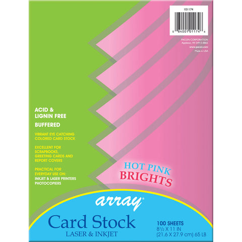 Card Stock, Hot Pink, 8-1/2 X 11, 100 Sheets