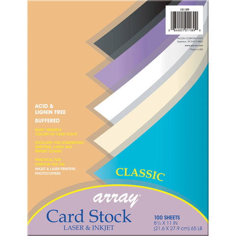 Classic Card Stock, 5 Assorted Colors, 8-1/2 X 11, 100 Sheets
