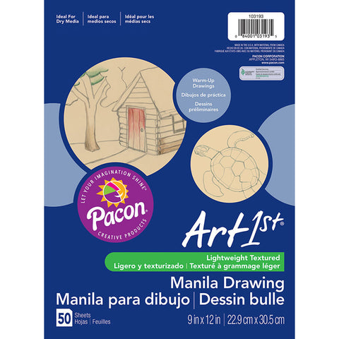 Art1St Drawing Paper, Manila, Standard Weight, 9 X 12, 50 Sheets