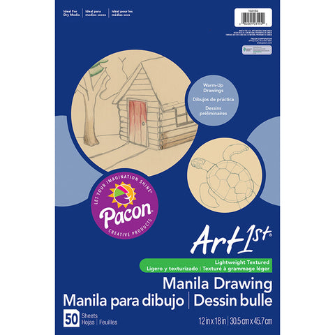 Art1St Drawing Paper, Manila, Standard Weight, 12 X 18, 50 Sheets