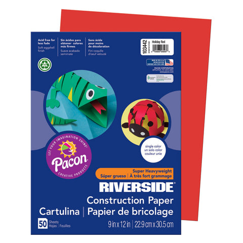 Riverside 3D„¢ Construction Paper, Holiday Red, 9 X 12, 50 Sheets