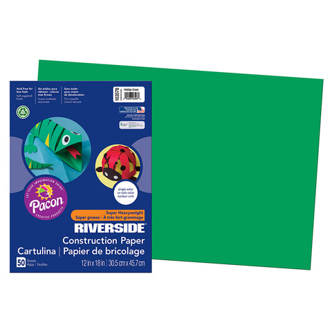 Riverside 3D„¢ Construction Paper, Holiday Green, 12 X 18, 50 Sheets