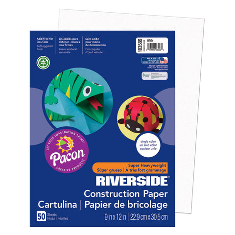 Riverside 3D„¢ Construction Paper, White, 9 X 12, 50 Sheets