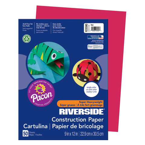 Riverside 3D„¢ Construction Paper, Red, 9 X 12, 50 Sheets