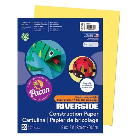 Riverside 3D„¢ Construction Paper, Yellow, 9 X 12, 50 Sheets