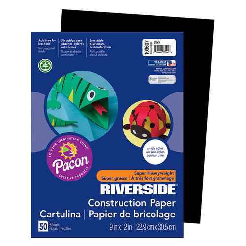 Riverside 3D„¢ Construction Paper, Black, 9 X 12, 50 Sheets