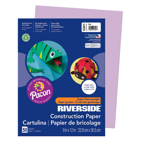 Riverside 3D„¢ Construction Paper, Lilac, 9 X 12, 50 Sheets
