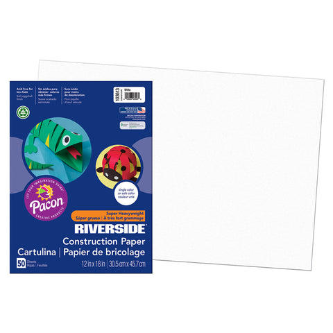 Riverside 3D„¢ Construction Paper, White, 12 X 18, 50 Sheets