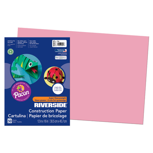Riverside 3D„¢ Construction Paper, Pink, 12 X 18, 50 Sheets
