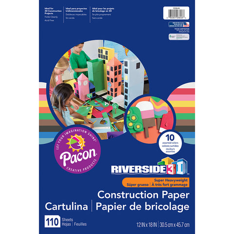Riverside 3D„¢ Construction Paper, 10 Assorted Colors, 12 X 18, 110 Sheets