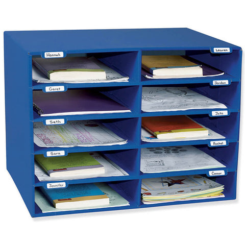 Classroom Keepers Mailbox, 10-Slot, Blue, 16-5/8H X 21W X 12-7/8D