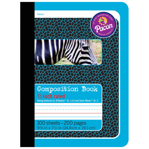 Primary Composition Book, Book Bound, D'Nealian Grades/Zaner-Bloser, 1/2 X 1/4 X 1/4 Ruled, 9-3/4 X 7-1/2, 100 Sheets