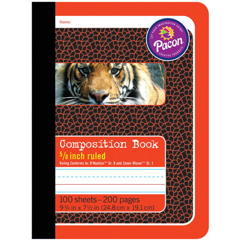Primary Composition Book, Book Bound, D'Nealian/Zaner-Bloser, 5/8 X 5/16 X 5/16 Ruled, 9-3/4 X 7-1/2, 100 Sheets