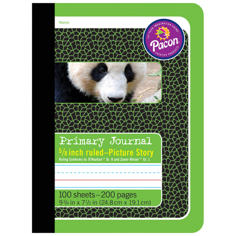 Primary Composition Book, Book Bound, D'Nealian/Zaner-Bloser, 5/8 X 5/16 X 5/16 Picture Story Ruled, 9-3/4 X 7-1/2, 100 Sheets