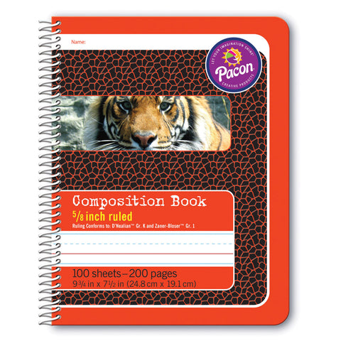 Primary Composition Book, Spiral Bound, D'Nealian/Zaner-Bloser, 5/8 X 5/16 X 5/16 Ruled, 9-3/4 X 7-1/2, 100 Sheets