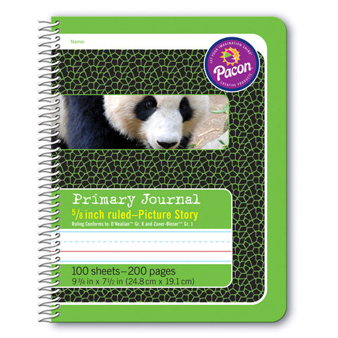Primary Composition Book, Spiral Bound, D'Nealian/Zaner-Bloser, 5/8 X 5/16 X 5/16 Picture Story Ruled, 9-3/4 X 7-1/2, 100 Sheets
