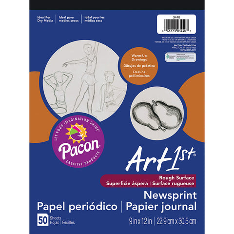 Art1St Newsprint Pad, White, 9 X 12, 50 Sheets
