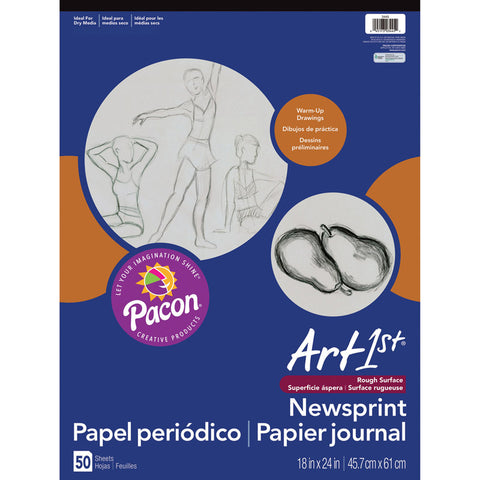Art1St Newsprint Pad, White, 18 X 24, 50 Sheets