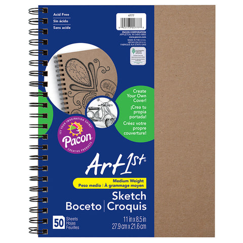 Art1St Create Your Own Cover Sketch Diary, Natural Chip Cover, 11 X 8-1/2, 50 Sheets