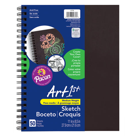 Art1St Create Your Own Cover Sketch Diary, Black Chip Cover, 11 X 8-1/2, 50 Sheets