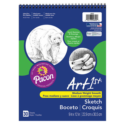 Art1St Sketch Book, Standard Weight, 9 X 12, 30 Sheets