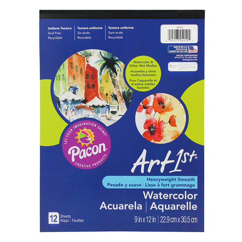 Art1St Watercolor Pad, 90 Lb., 9 X 12, 12 Sheets