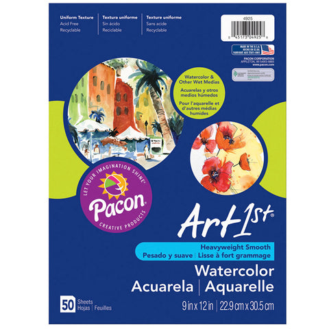 Art1St Watercolor Paper, White, Package, 12 X 18, 50 Sheets