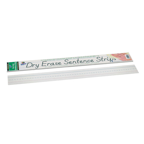 Dry Erase Sentence Strips, White, 1-1/2 X 3/4 Ruled, 3 X 24, 30 Strips