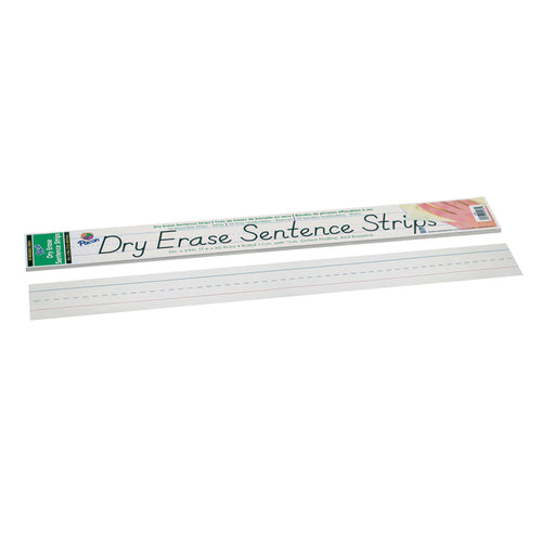 Dry Erase Sentence Strips, White, 1-1/2 X 3/4 Ruled, 3 X 24, 30 Strips