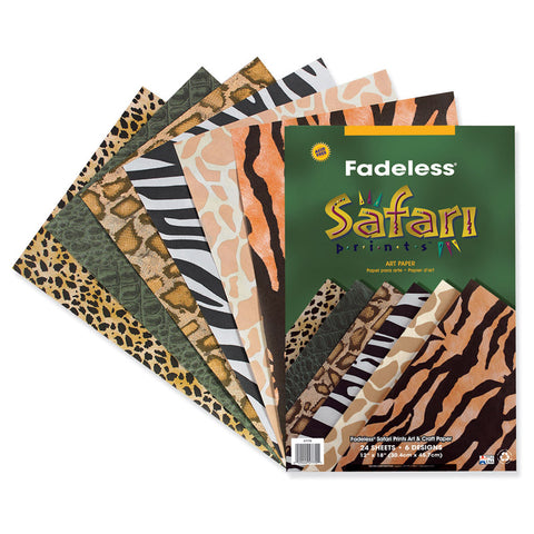 Safari Prints Paper, 6 Assorted Patterns, 12 X 18, 24 Sheets