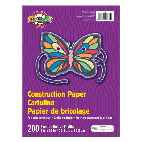 Little Fingers Construction Paper, Assorted Colors, 9 X 12, 200 Sheets
