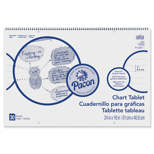 Chart Tablet, Cursive Cover, 1 Ruled, 24 X 16, 30 Sheets