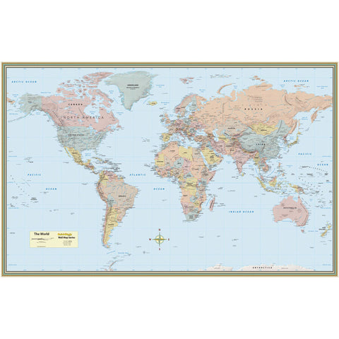 World Map, Laminated Poster, 50" X 32"