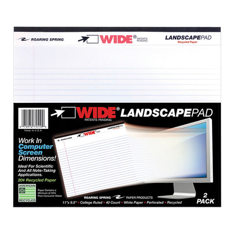 Legal Pad, Landscape, White 2-Pack