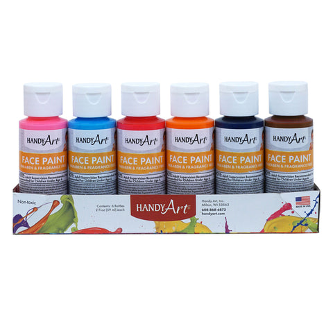 Washable Face Paint Kit, Secondary Colors, 2 Oz. Bottles, Set Of 6