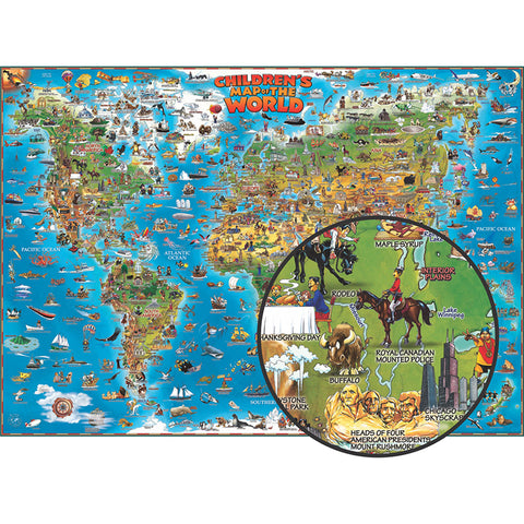 Childrens Map Of The World, 54 Width, 38 Length