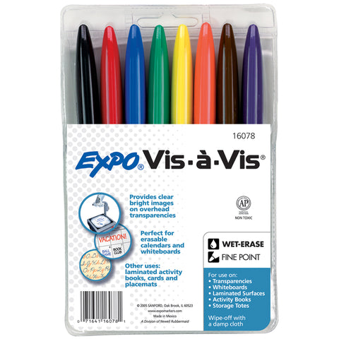 Sanfords Vis-A-Vis Ohp Pen Sets, 8 Color Waterbase