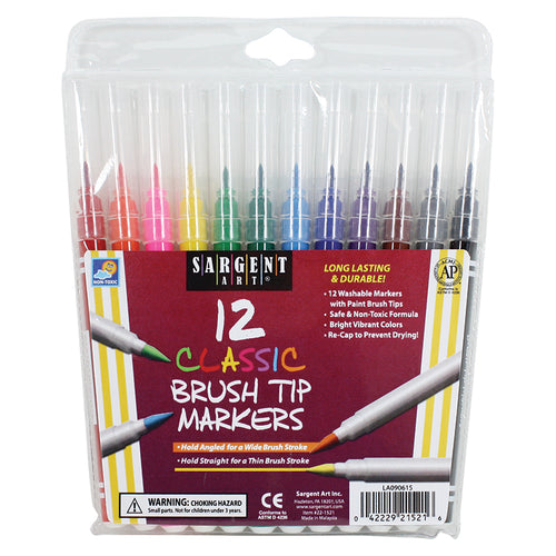 Sargent Art Classic Brush Tip Markers, 12 Count
