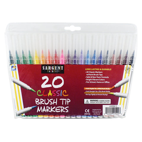 Sargent Art Classic Brush Tip Markers, 20 Count