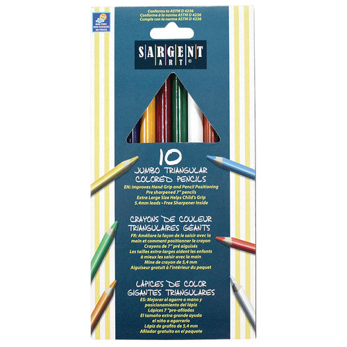 Sargent Art 6Mm Easy Grip Triangle Colored Pencils, 10 Colors