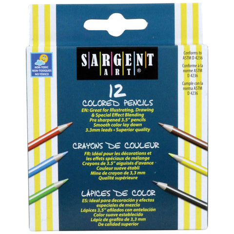 Sargent Art Half Size Colored Pencils, 12 Colors