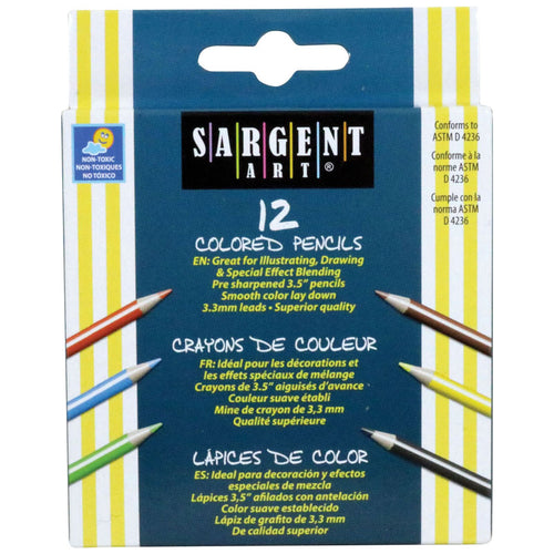 Sargent Art Half Size Colored Pencils, 12 Colors